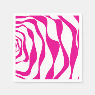 Serviette En Papier Ebb et flux 4 en Magenta et Blanc