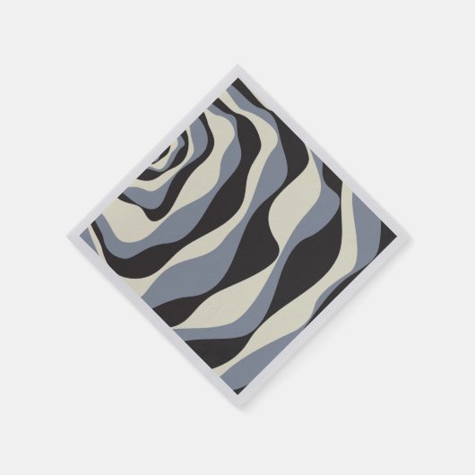 Serviette En Papier Ebb et flux 4 en noir, gris et crème (Coin)