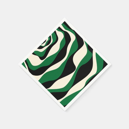 Serviette En Papier Ebb et flux 4 en vert, crème et noir (Coin)