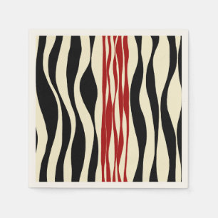 Serviette En Papier Ebb et flux - Rouge et crème