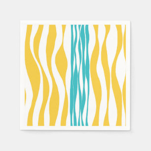 Serviette En Papier Ebb et flux - Turquoise & Jaune