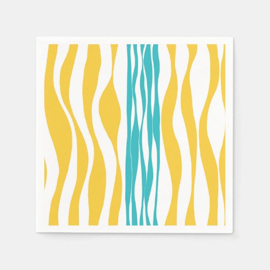 Serviette En Papier Ebb et flux - Turquoise & Jaune (Devant)