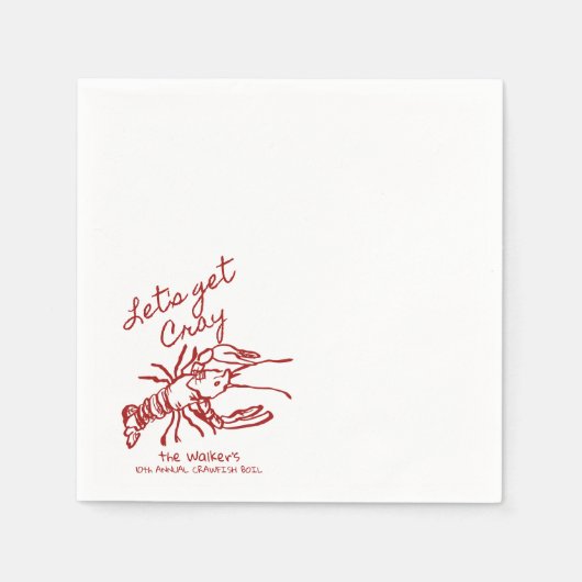 Serviette En Papier Ébullition de crustacés dessinée à la main, Cray A (Devant)
