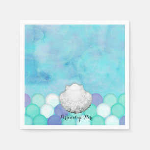 Serviette En Papier Écaille de Sirène Aquarelle Fête d'Anniversaire Pe