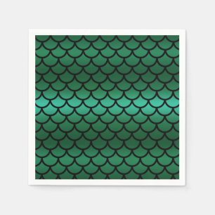Serviette En Papier Écaille de sirène verte et noire Poisson de fantai