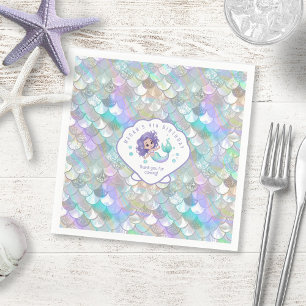 Serviette En Papier Écailles de sirène Iridescente Coque V1 ID1144