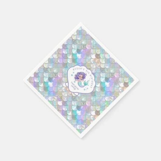 Serviette En Papier Écailles de sirène Iridescente Coque V1 ID1144 (Coin)