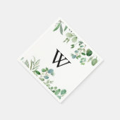 Serviette En Papier Écalyptus vert Calligraphie Monogramme Mariage (Coin)