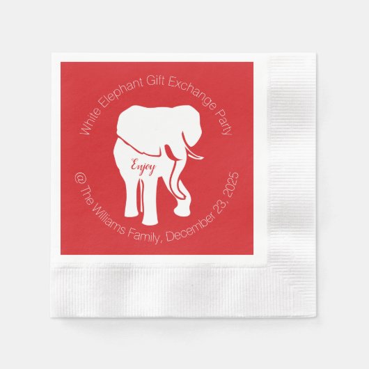 Serviette En Papier Échange de cadeaux White Elephant Fête de Noël (Devant)