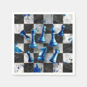 Serviette En Papier Échecs Art Abstrait - Marbre Bleu (Devant)