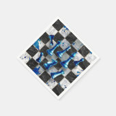 Serviette En Papier Échecs Art Abstrait - Marbre Bleu (Coin)
