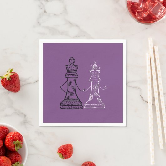 Serviette En Papier Échecs King Queen Figures (En situation)