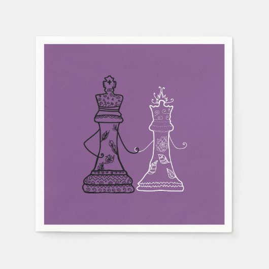 Serviette En Papier Échecs King Queen Figures (Devant)
