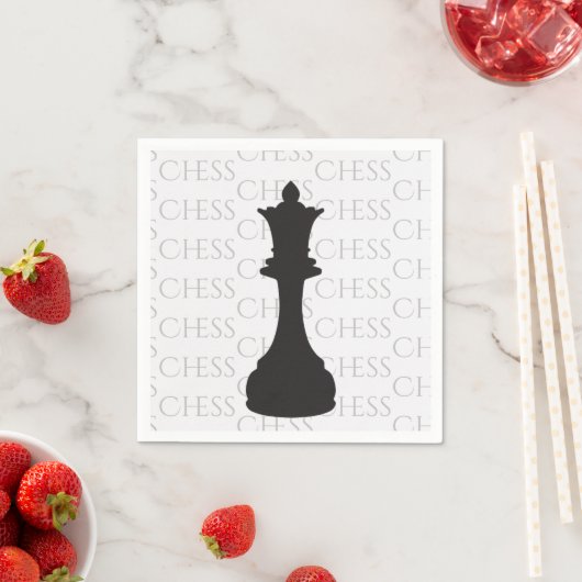 Serviette En Papier Échecs Queen classique pièce moderne (En situation)