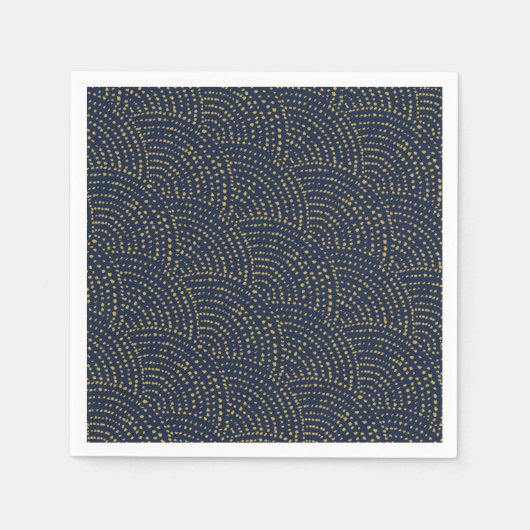 Serviette En Papier Echelles à points d'encre - marine et or (Devant)