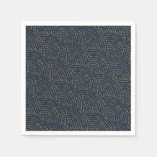 Serviette En Papier Échelles de points d'encre - marine et or