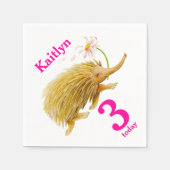 Serviette En Papier Echidna aquarelle art 3e serviettes d'anniversaire (Devant)