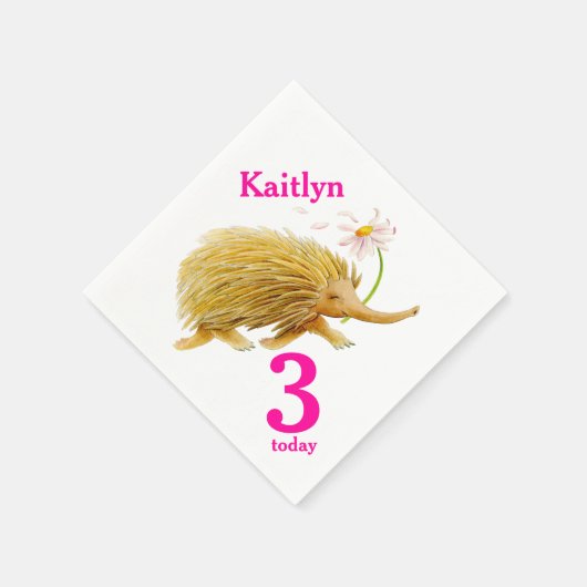 Serviette En Papier Echidna aquarelle art 3e serviettes d'anniversaire (Coin)