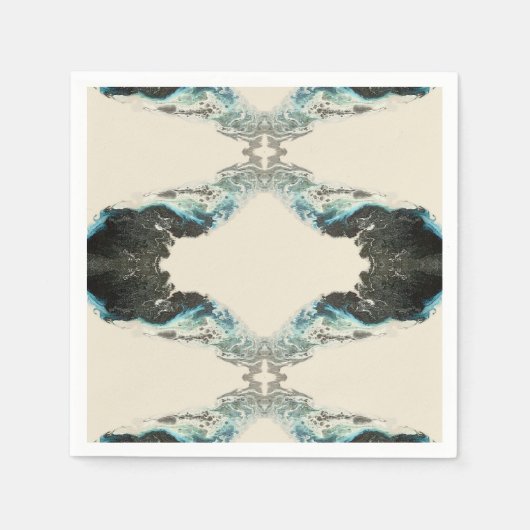 Serviette En Papier Échos de marée — Motif abstrait d'encre fluide (Devant)