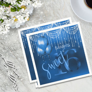 Serviette En Papier Éclairage à chaîne et ballons doux 16 Dk Blue ID47