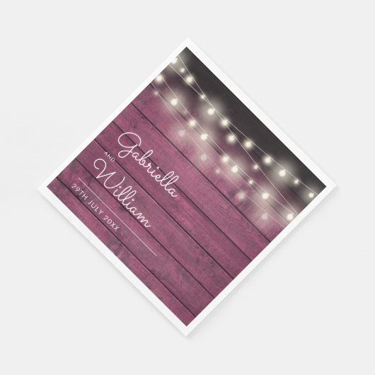 Serviette En Papier Éclairage de chaîne Rustique Bourgogne Rouge Scrip (Coin)