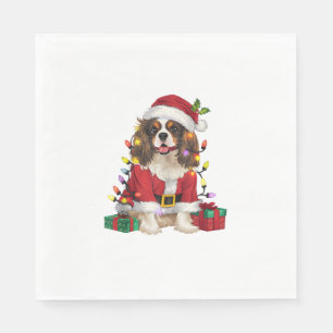 Serviette En Papier Éclairage de Noël Cavalier roi Charles Spaniel Chi