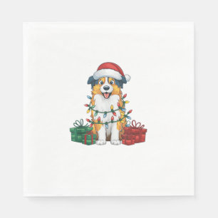 Serviette En Papier Éclairage de Noël chapeau australien berger chien