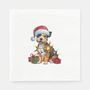 Serviette En Papier Éclairage de Noël Chapeau frontière Terrier Chien
