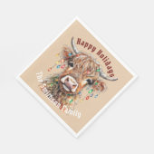 Serviette En Papier Éclairage de Noël de la vache écossaise Highland (Coin)