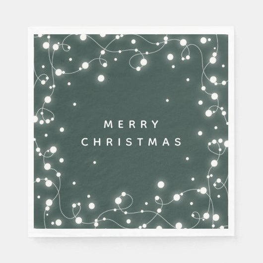 Serviette En Papier Éclairage vert Feux de Noël Papier de fête (Devant)