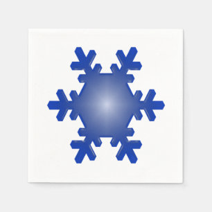 Serviette En Papier Éclatement du flocon de neige bleu sur blanc
