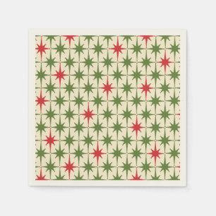 Serviette En Papier Éclats d'étoiles de Noël Rétro Moderne du Milieu d