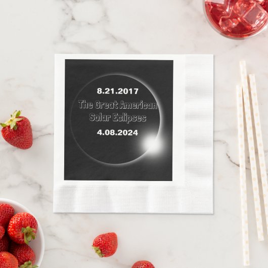 Serviette En Papier Éclipse solaire double date 2024 et 2017 (En situation)