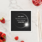 Serviette En Papier Éclipse solaire double datée 2024 & 2017 (En situation)