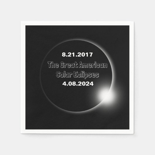 Serviette En Papier Éclipse solaire double datée 2024 & 2017 (Devant)