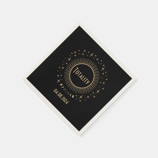 Serviette En Papier Eclipse solaire et étoiles célestes Black & Gold W (Coin)