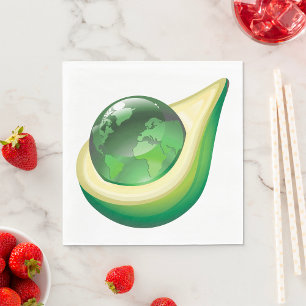 Serviette En Papier Eco Earth Avocado Globe Planète durable