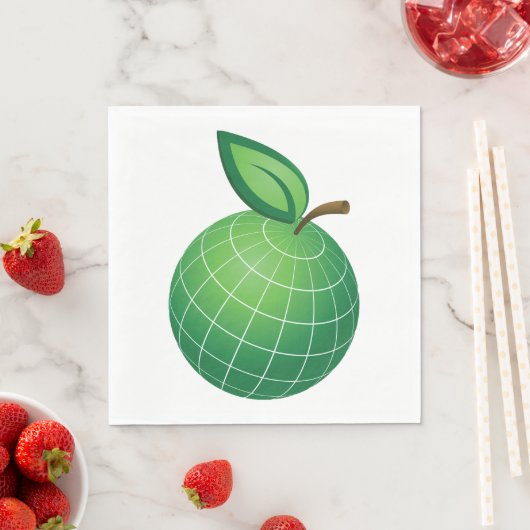 Serviette En Papier Eco Globe Fruit Green Earth Leaf Sphere (En situation)
