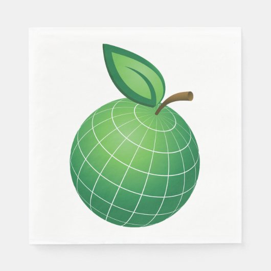 Serviette En Papier Eco Globe Fruit Green Earth Leaf Sphere (Devant)