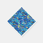 Serviette En Papier École de poisson, bleu foncé, blanc et turquoise (Coin)