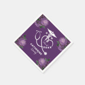 Serviette En Papier École de soins infirmiers floraux pourpres (Coin)