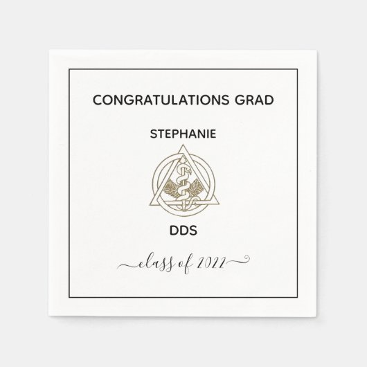 Serviette En Papier École dentaire moderne Caduceus Graduation Party (Devant)
