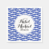 Serviette En Papier École des requins Funny Bleu et Blanc (Devant)