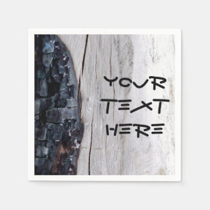 Serviette En Papier Écorce d'arbre brûlée gris noir