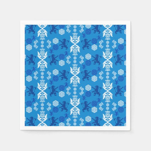Serviette En Papier Écossais bleu et blanc (Devant)