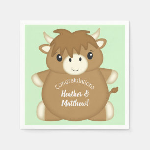 Serviette En Papier écossais Highland Baby shower de vache vert