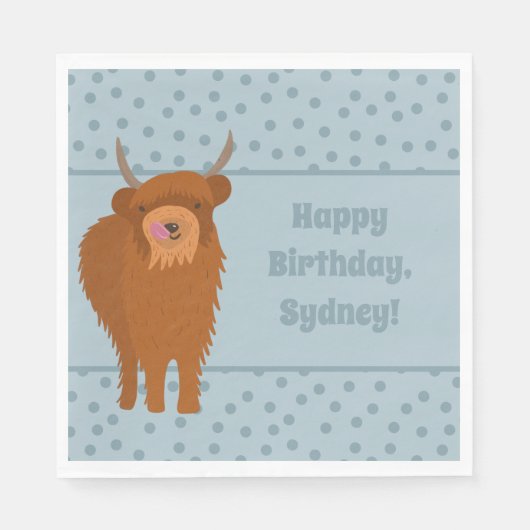 Serviette En Papier Écossais Highland Cattle Cow Graphic Personnalisé (Devant)