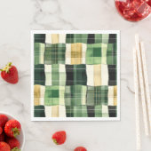 Serviette En Papier Écossais patchwork émeraude (En situation)