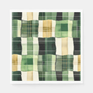 Serviette En Papier Écossais patchwork émeraude