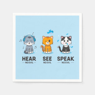 Serviette En Papier Écouter Voir Parler Pas Mal Cats Party Napkins